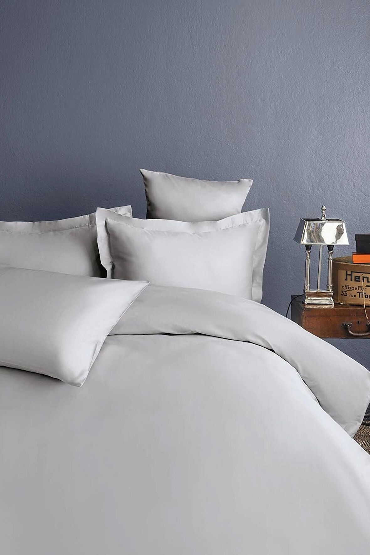 Simply ice Grey Pamuk Saten Nevresim Takımı Tek Kişilik