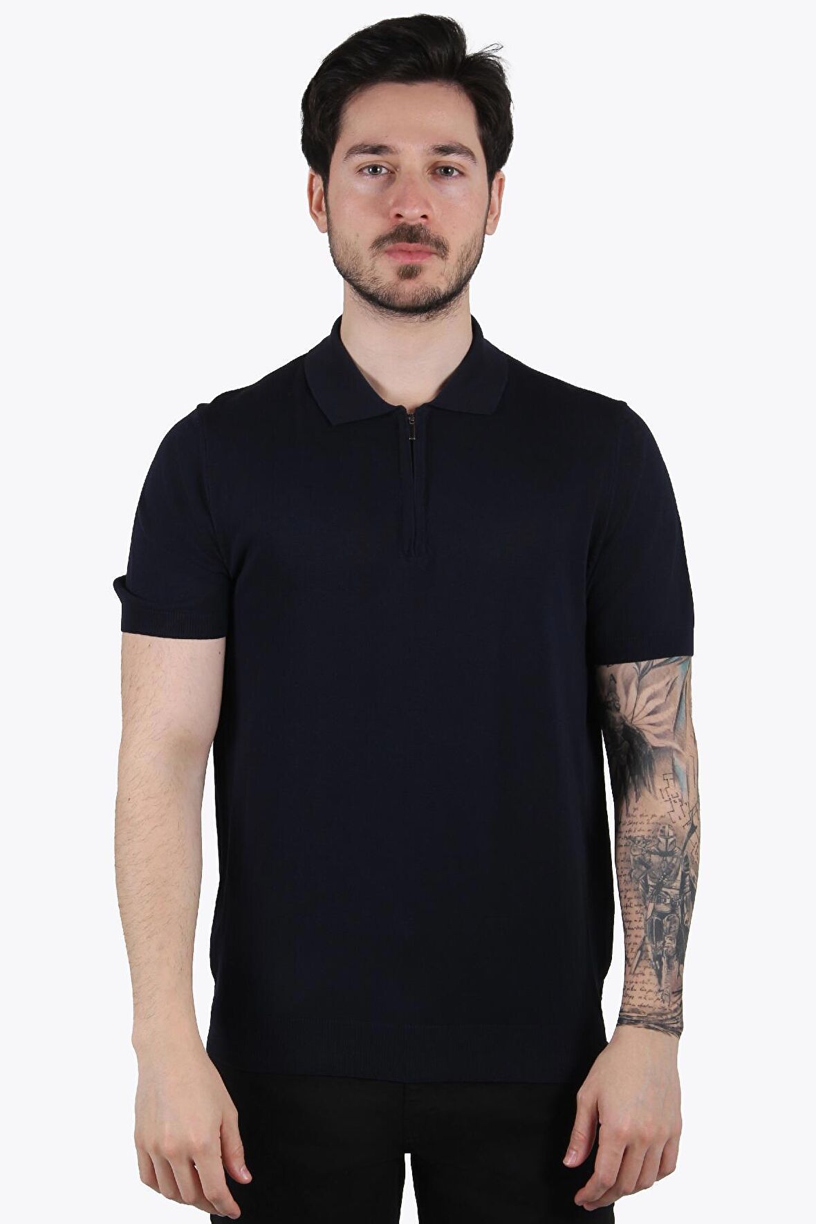 66510 Yarım Fermuarlı Polo Yaka Tshirt