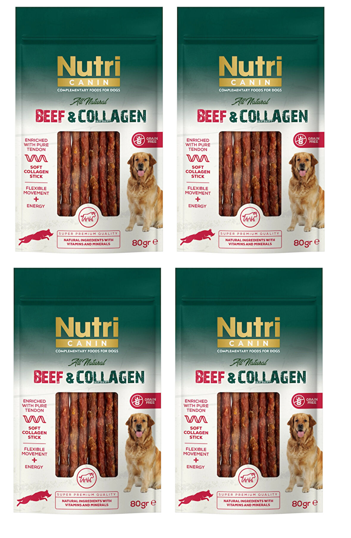 Nutri Canin Sığır Etli ve Kolajenli Tahılsız Köpek Et Ödülü 80 Gr. X 4 Adet