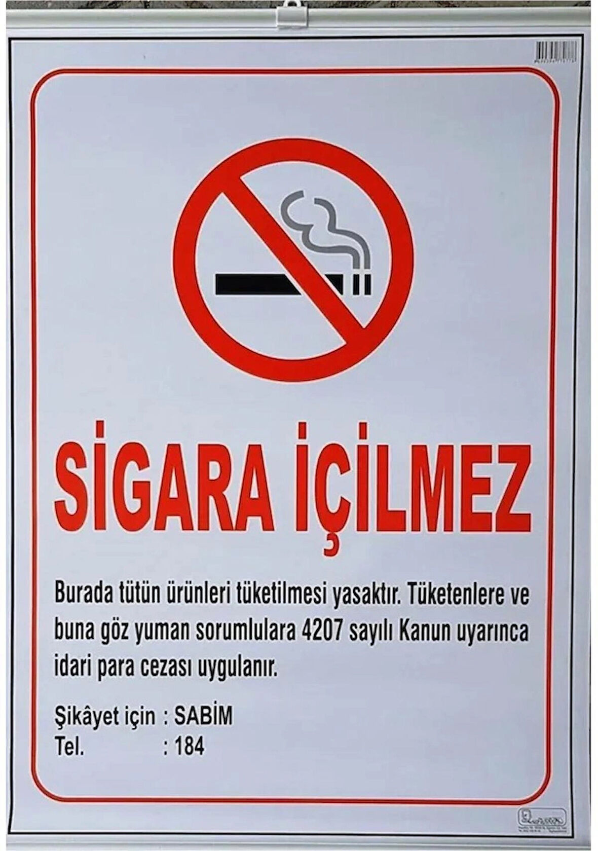 Sigara İçilmez Uyarı İkaz Levhası Askılı Çıtalı 50 Cm X 70 Cm