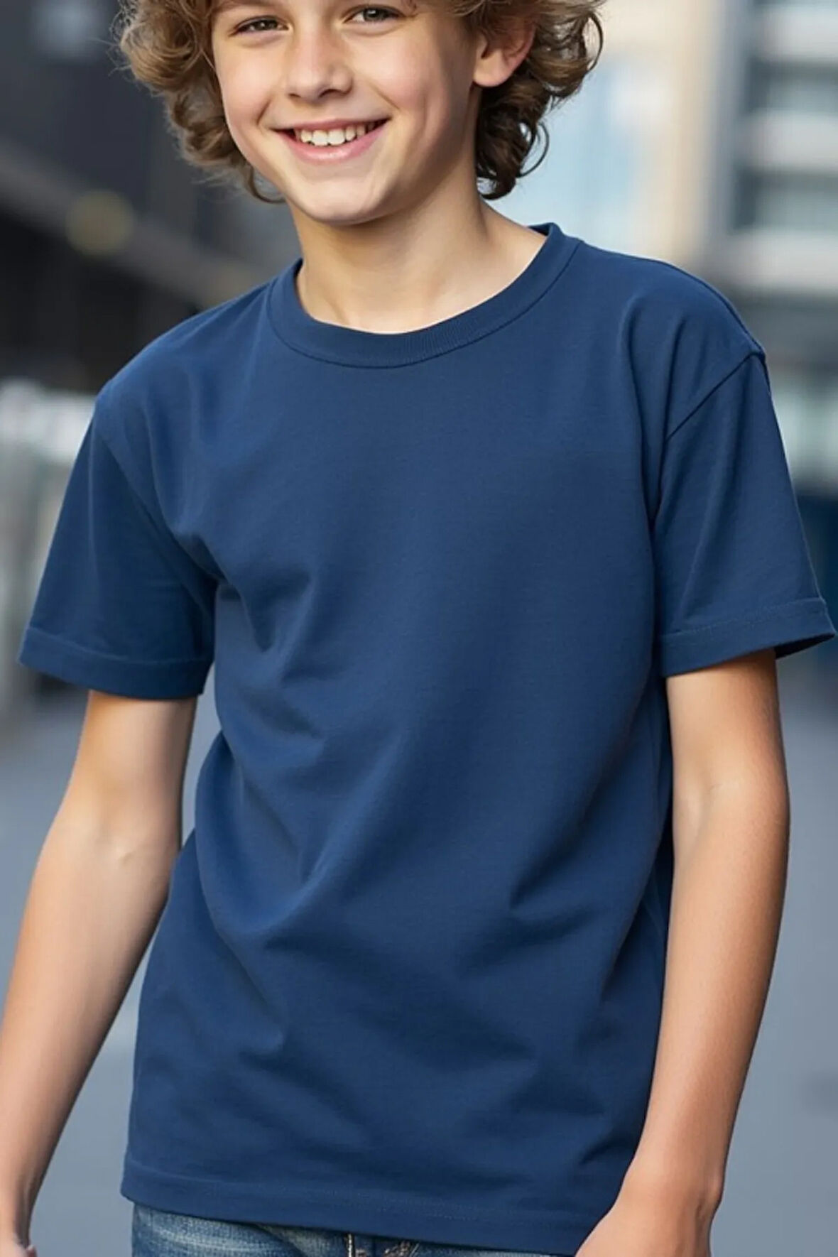 Lacivert Çocuk T-shirt Unisex | %100 Pamuk |