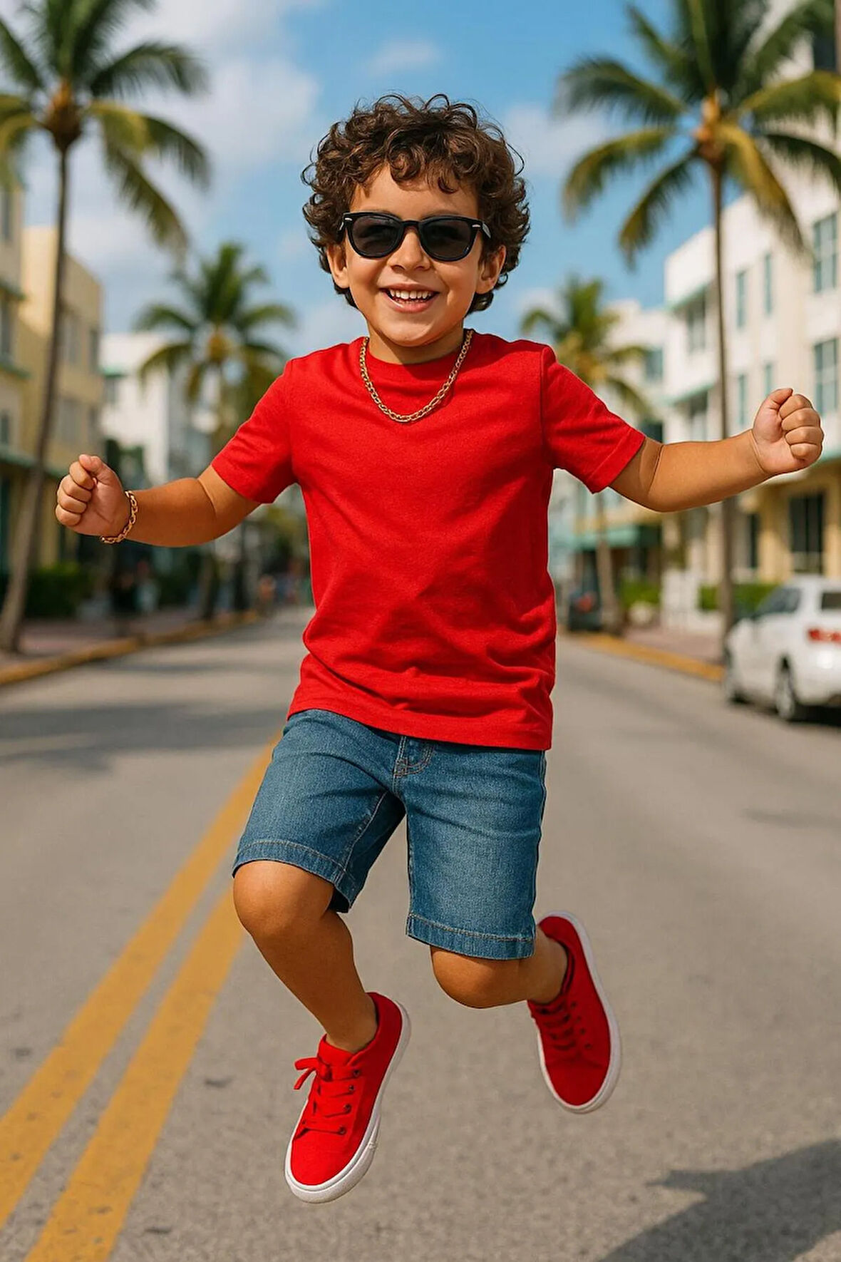 Kırmızı Çocuk T-shirt Unisex | %100 Pamuk |