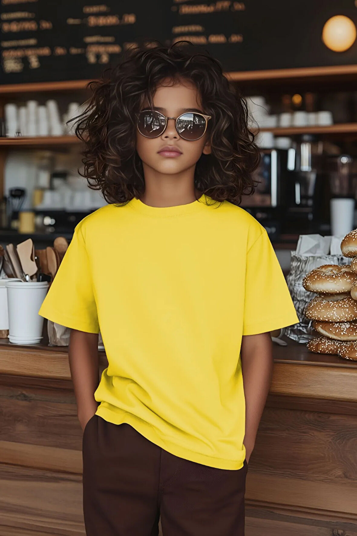 Sarı Çocuk T-shirt Unisex | %100 Pamuk |