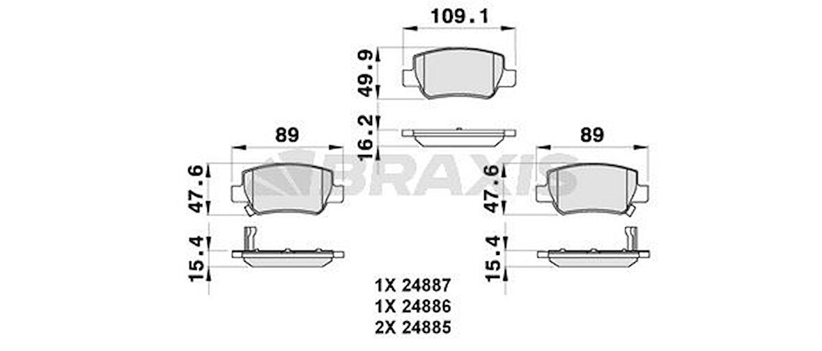 Toyota Fren Balatası Arka Avensis 2009-> Aurıs 1.6 D4d 2015-> Rav4 2015-> - Braxıs Ab0278