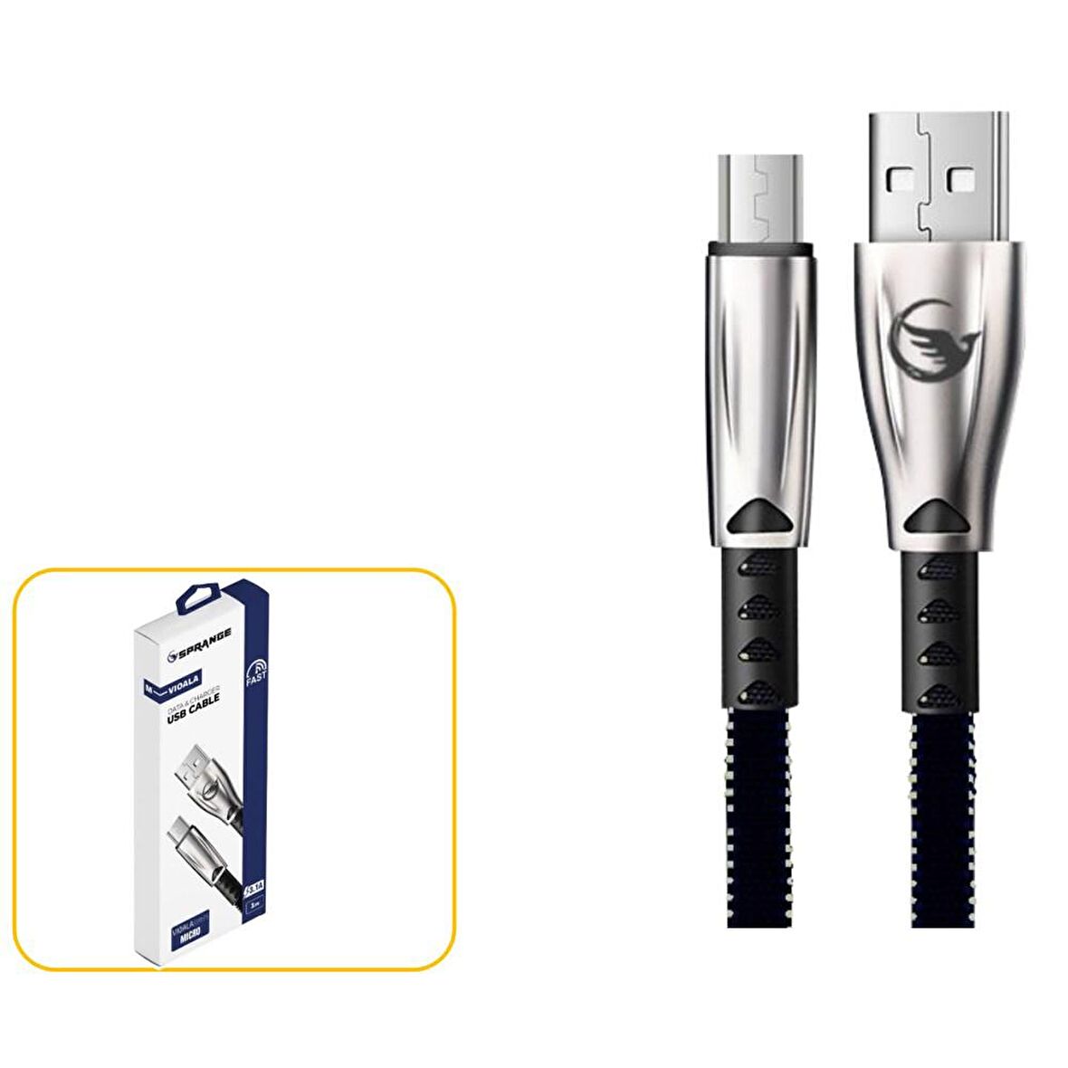 Sprange 3.1A M-Viola 1Mt Metal Başlıklı Micro Usb Kablo