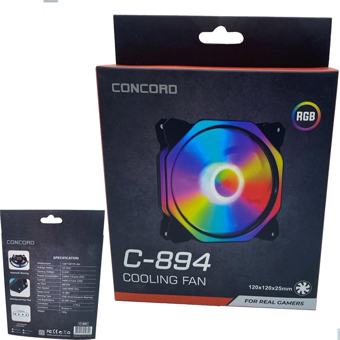 Rgb 3 Renk Rainbow Gökkuşağı 12 CM Kasa Geniş Fan Concord C-894