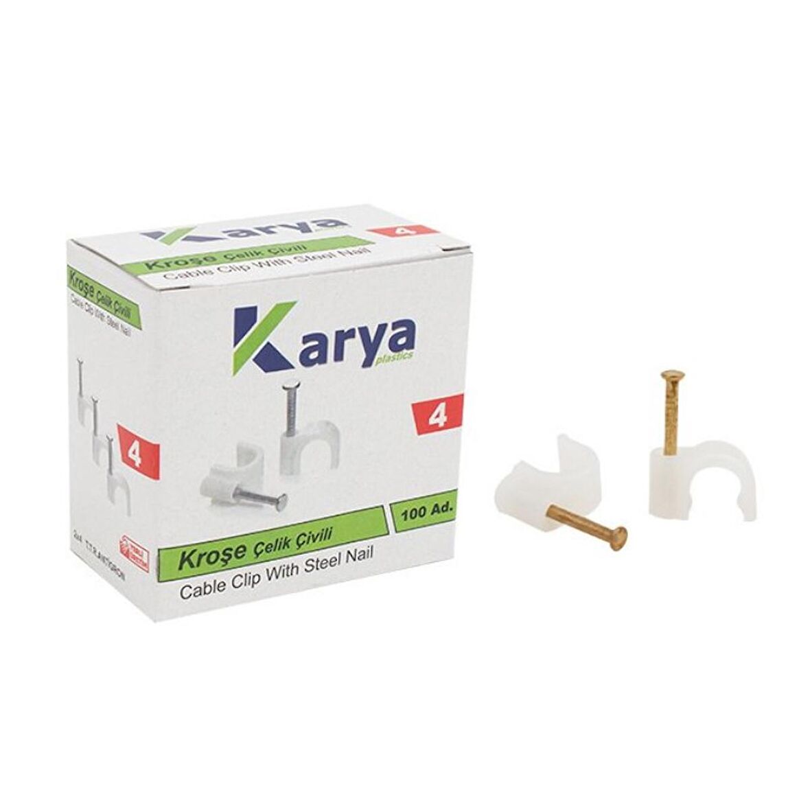 KARYA 4 NUMARA ÇELİK ÇİVİLİ 8 MM KROŞE (100LÜ PAKET)(2X4 ANTİGRON KABLOLAR İÇİN)