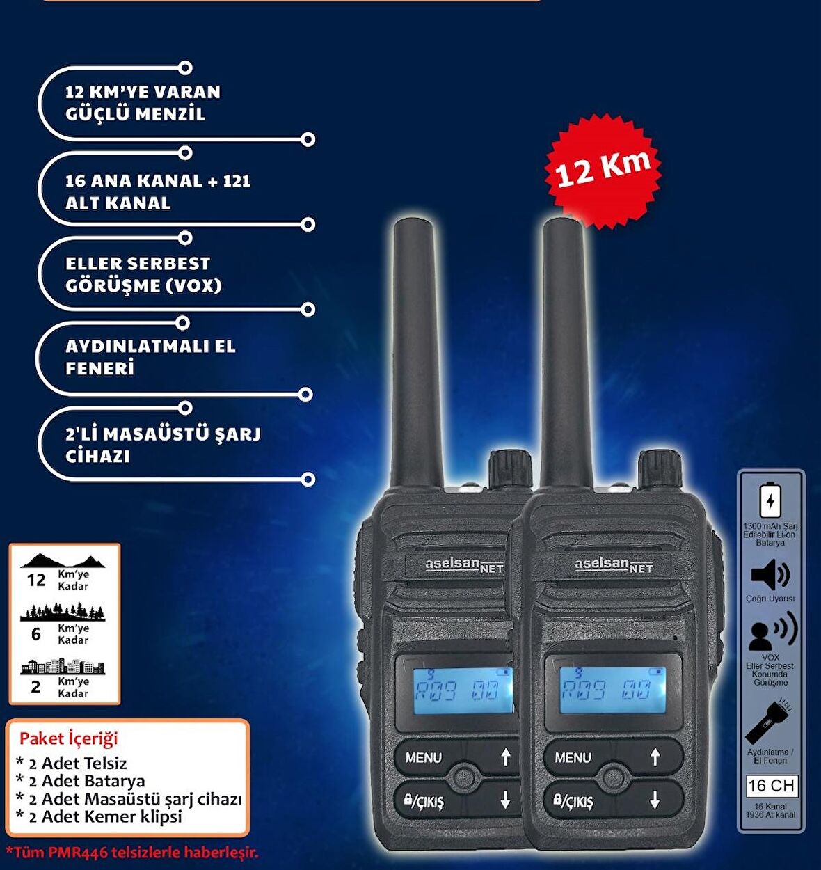 Aselsan PM-985 GRİ İKİLİ EL TELSİZİ