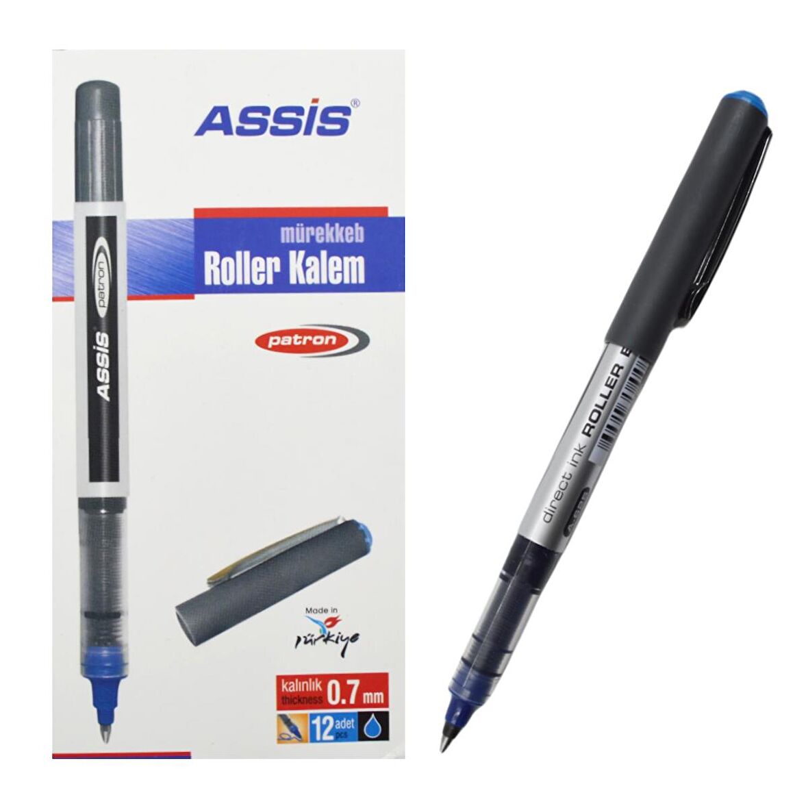 Assis 625 Patron Roller Kalem 0.7 mm Mavi 12 Adet