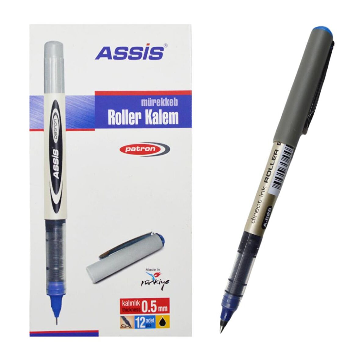 Assis 626 Patron Roller Kalem 0.5 mm Mavi 12 Adet