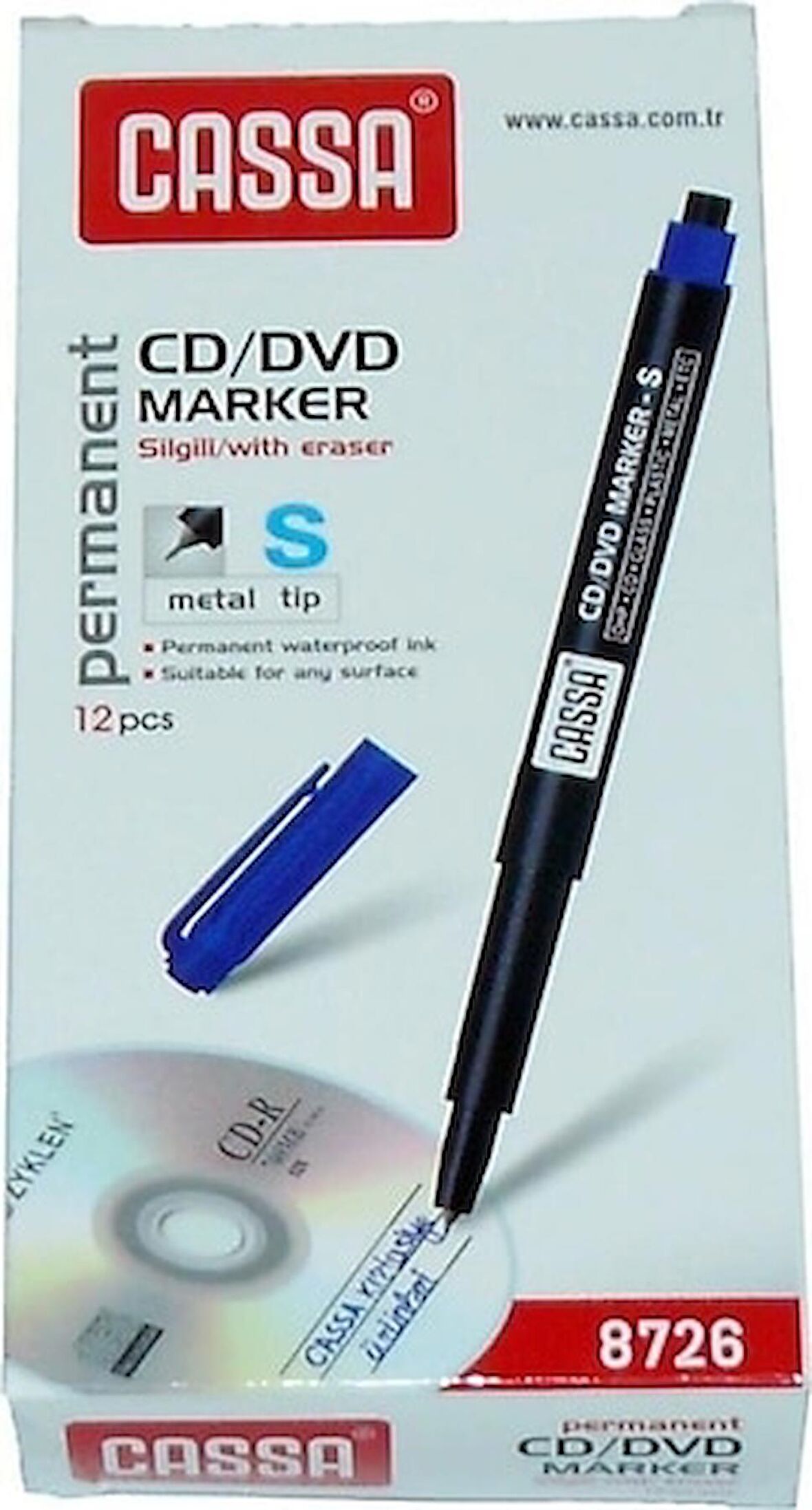 Cassa Asetat Kalemi Permanent Marker S Seri Mavi 8726