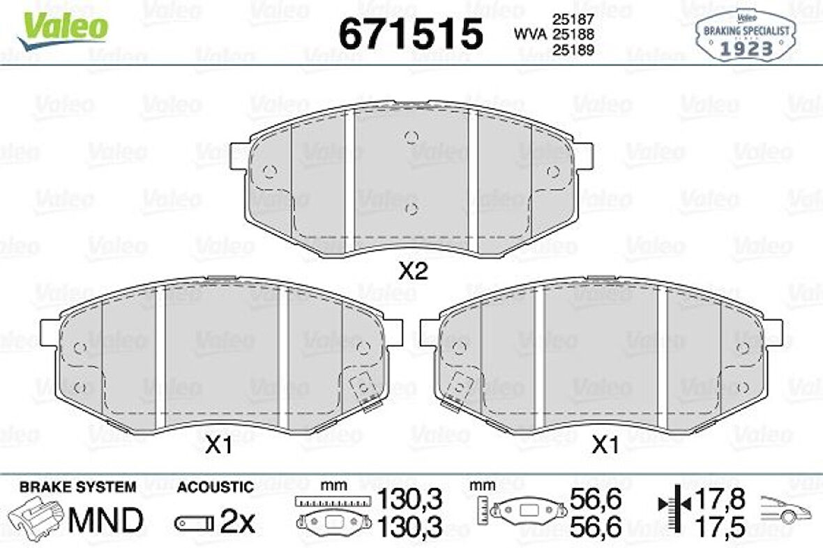 Kia Fren Balatası On Hyundaı İx20 10-> Soul II 14-> - Valeo 671515