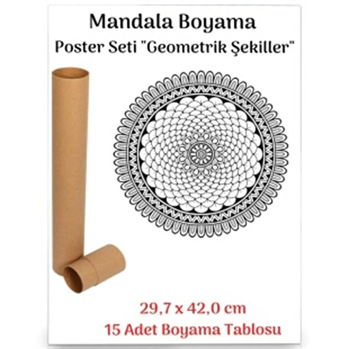 Mandala Poster Tablosu Geometrik Şekiller 15 Adet (30 cm x42 cm)