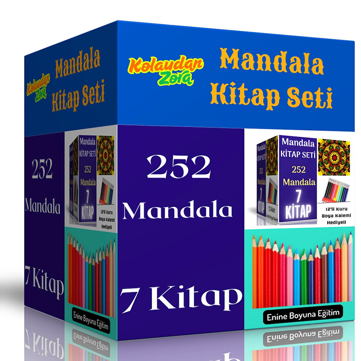 Mandala Kitap Seti (7 Kitap ve 12 Adet Kuru Boya Kalemi Hediyeli)
