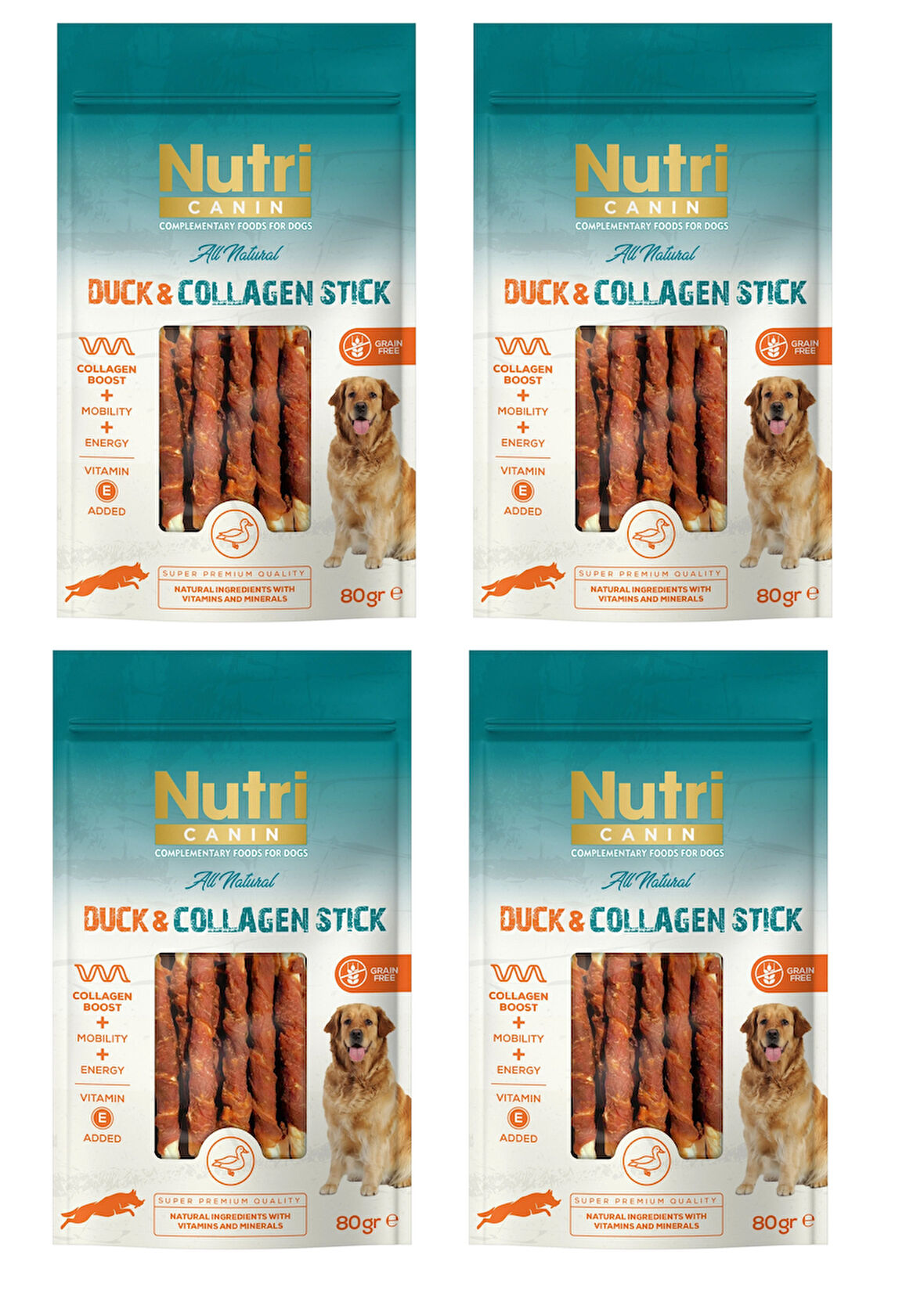 Nutri Canin Ördek Eti Sargılı Kolajen Çubuk Tahılsız Köpek Et Ödülü 80 Gr. X 4 Adet
