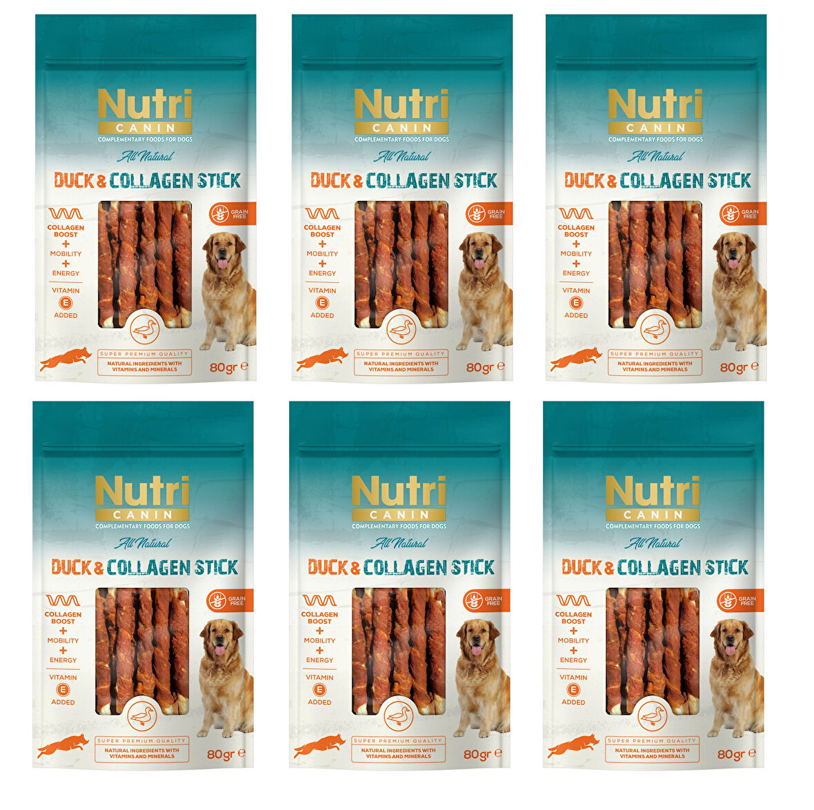Nutri Canin Ördek Eti Sargılı Kolajen Çubuk Tahılsız Köpek Et Ödülü 80 Gr. X 6 Adet