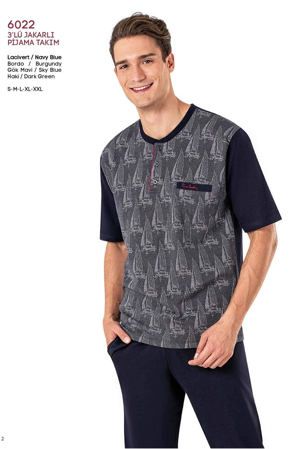 Pierre Cardin Erkek Kısa Kol 3'Lü Pijama Takımı 6022