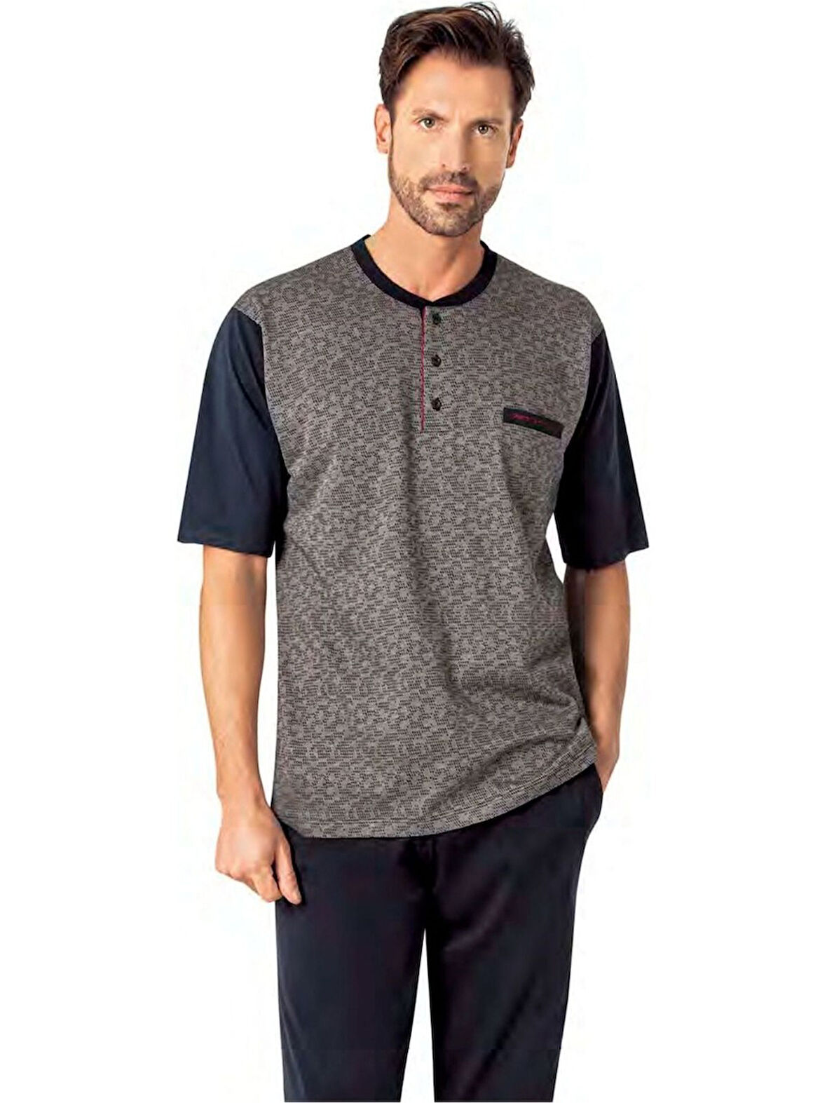 Pierre Cardin 6088 Erkek  Üçlü Kısa Kollu Şortlu Pijama Takımı
