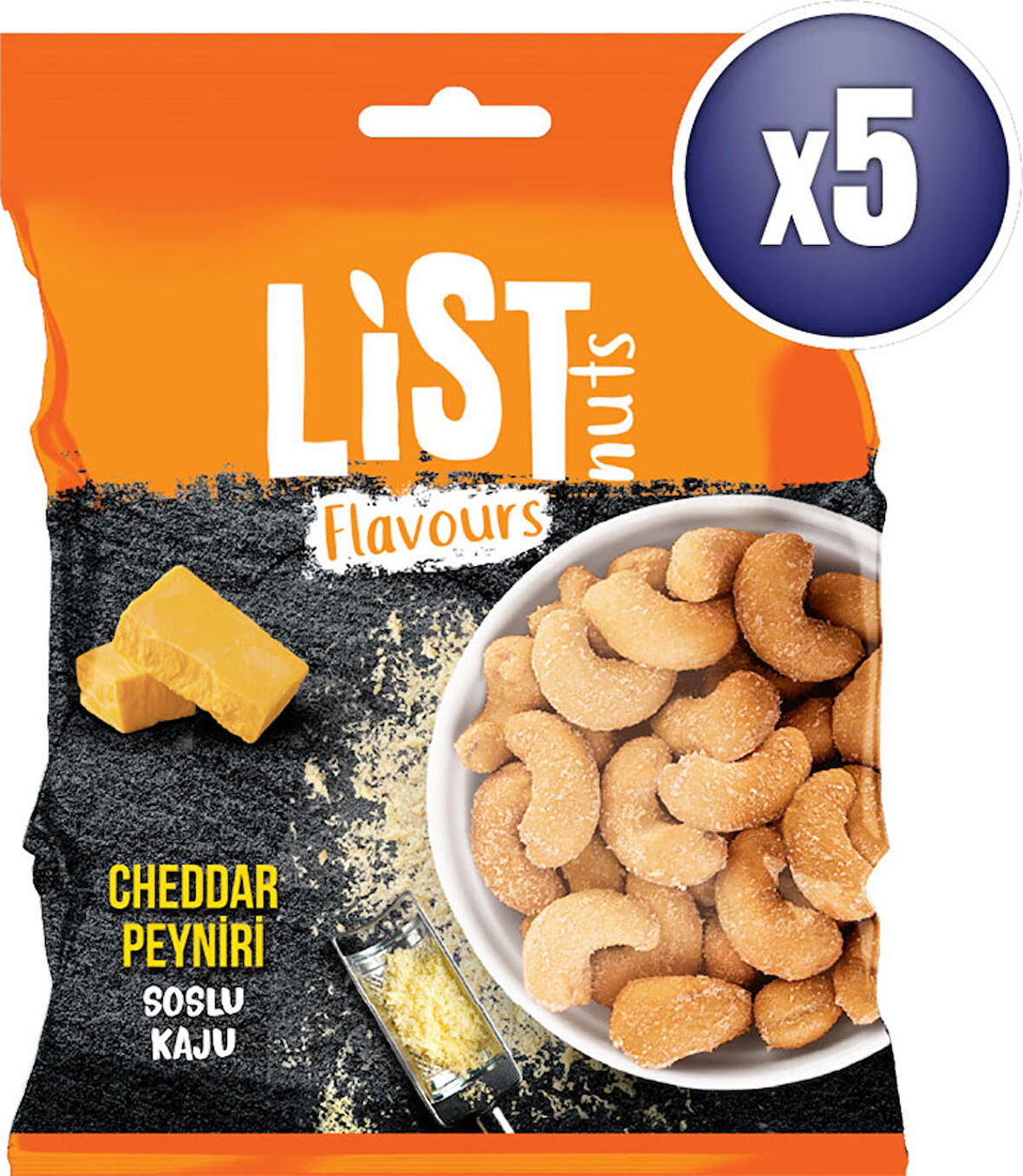 List Flavours Cheddar Soslu Kaju 5 x 100 g