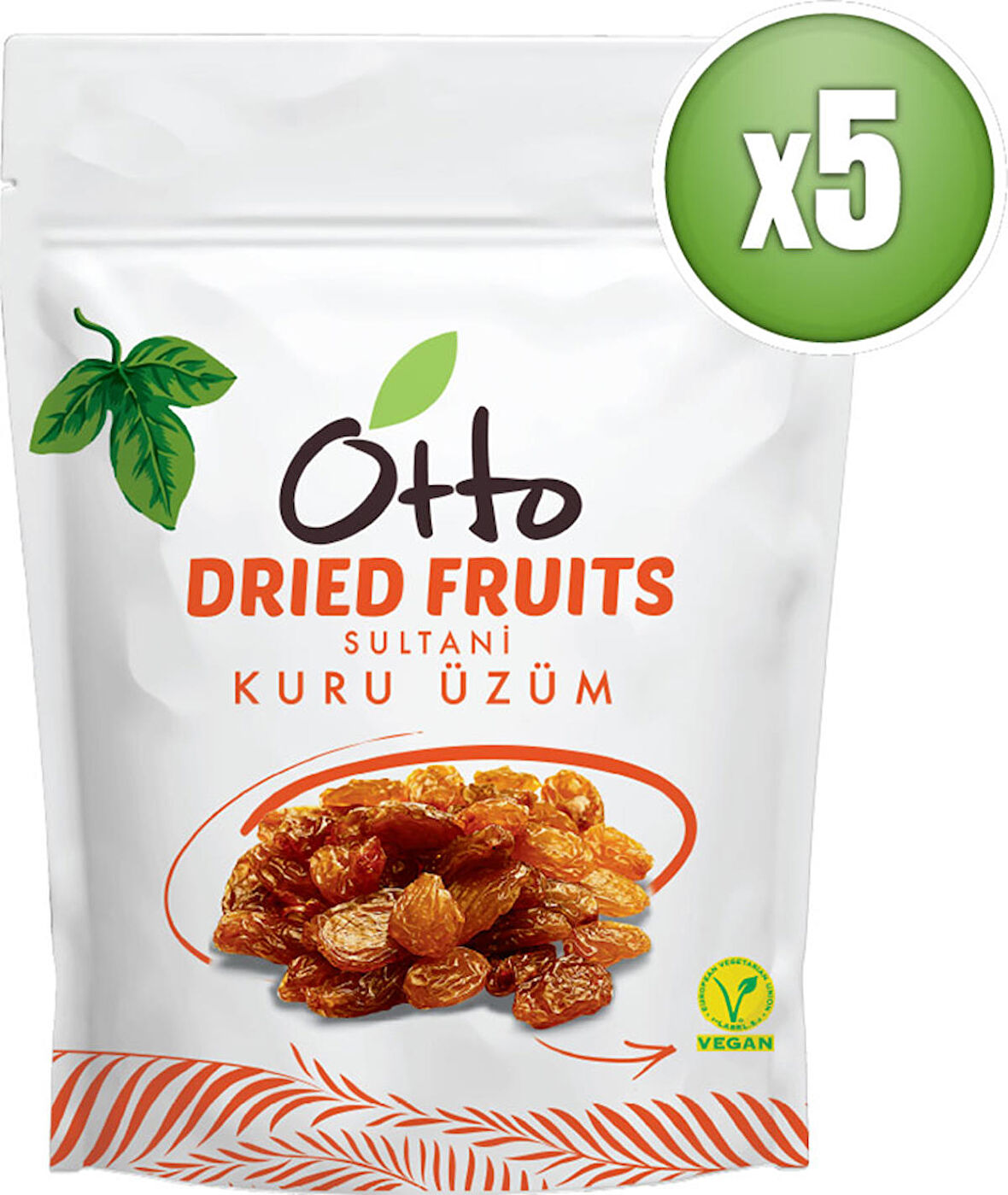 Otto Dried Fruits Vegan Sultani Kuru Üzüm 5 x 125 g