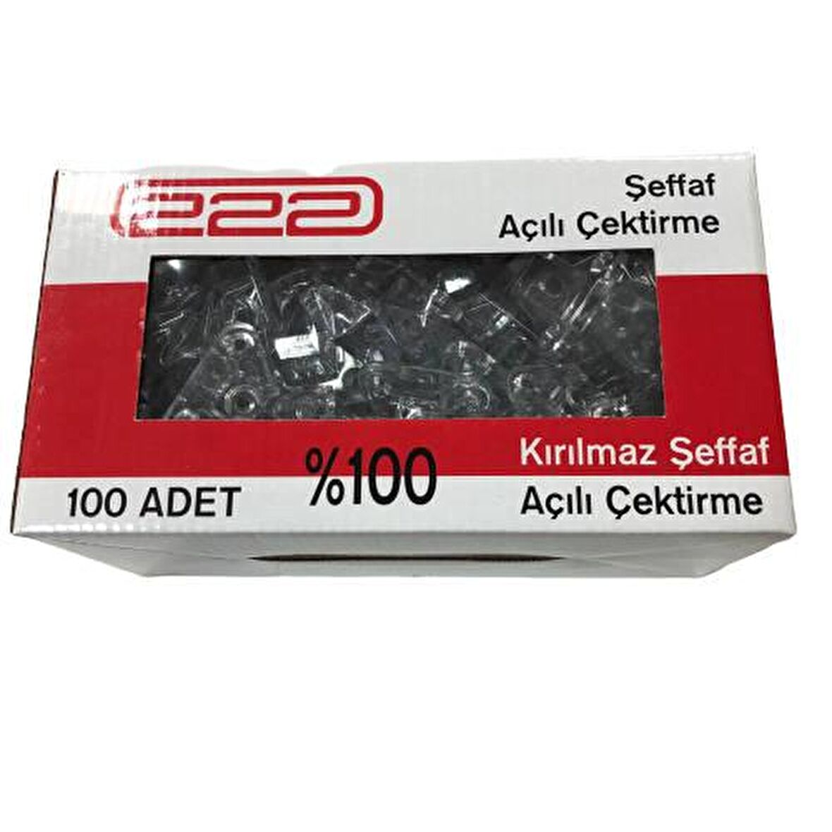 222 Açılı Çektirme Şeffaf (1 Paket 100 Adet) Sym