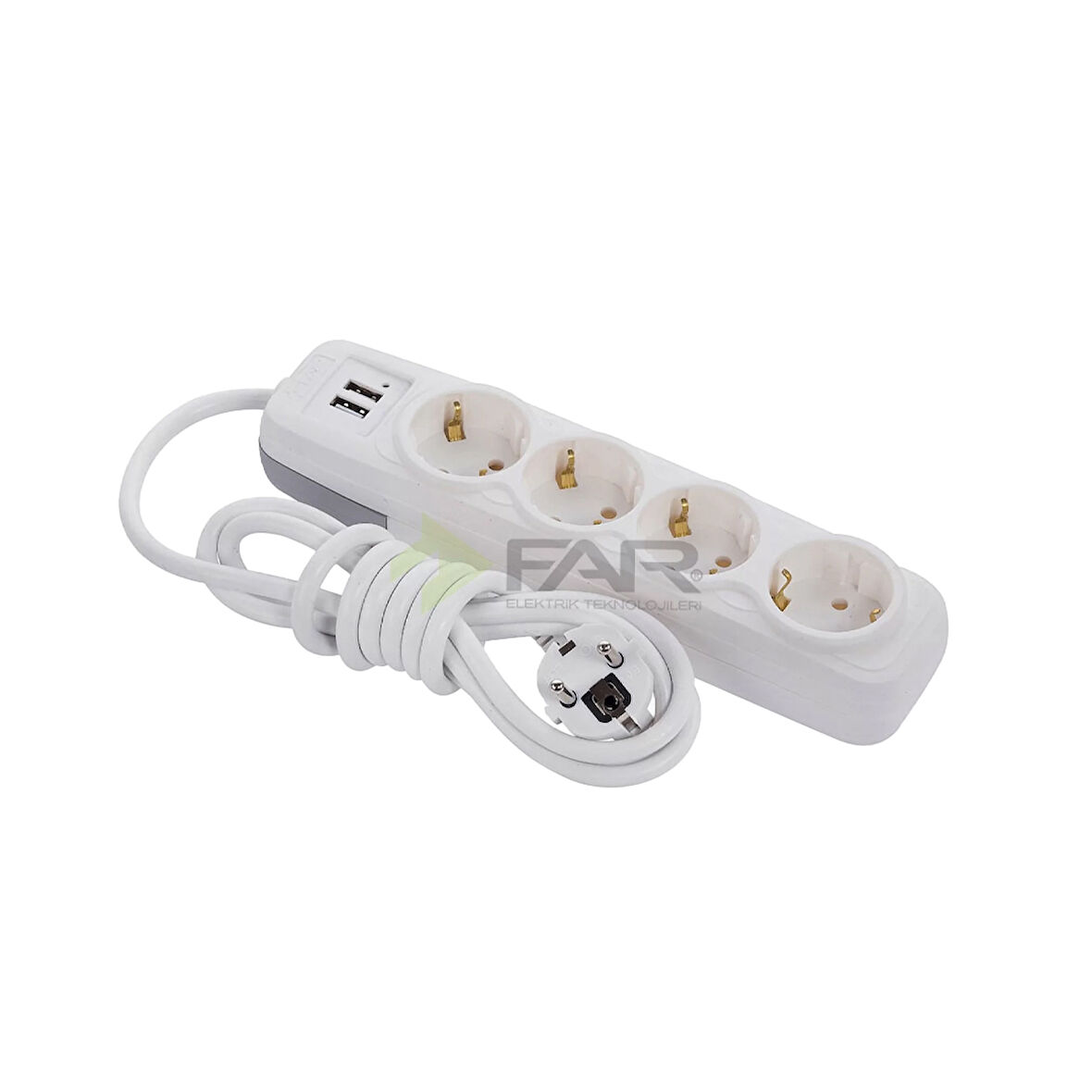Far 4'lü Priz Grup 2 USB F512B 3Mt
