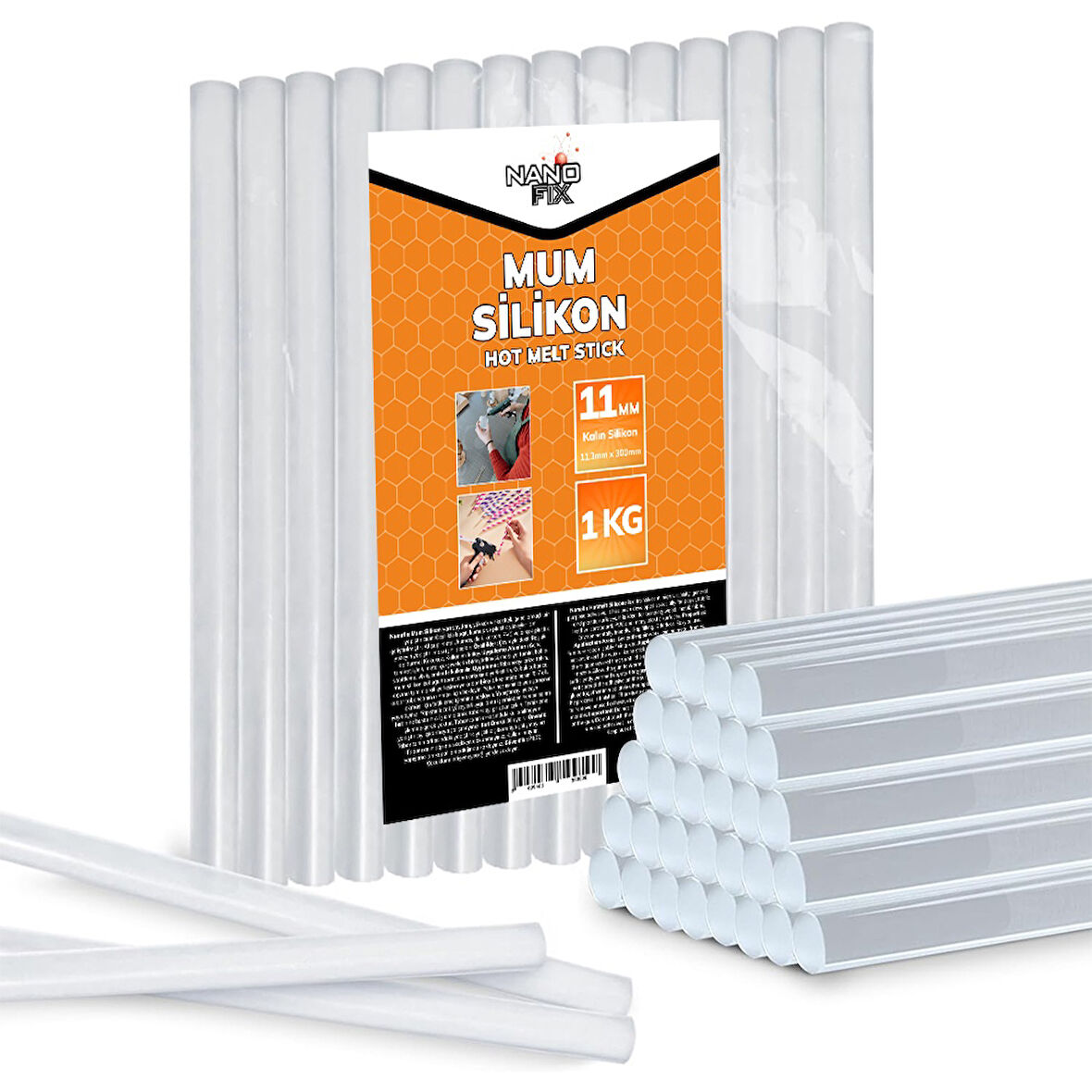 Nanofix Mum Silikon Çubuk Kalın 11.3x300 mm (1 kg) Şeffaf