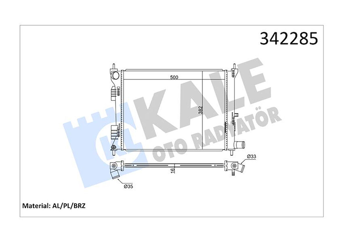 Hyundaı Motor Su Radyatörü Accent Blue 1,4 Benzinli 2011 -> Manuel Vites / Rio III 1.2 -1.4 Benzinli 2011 -> - Kale 342285