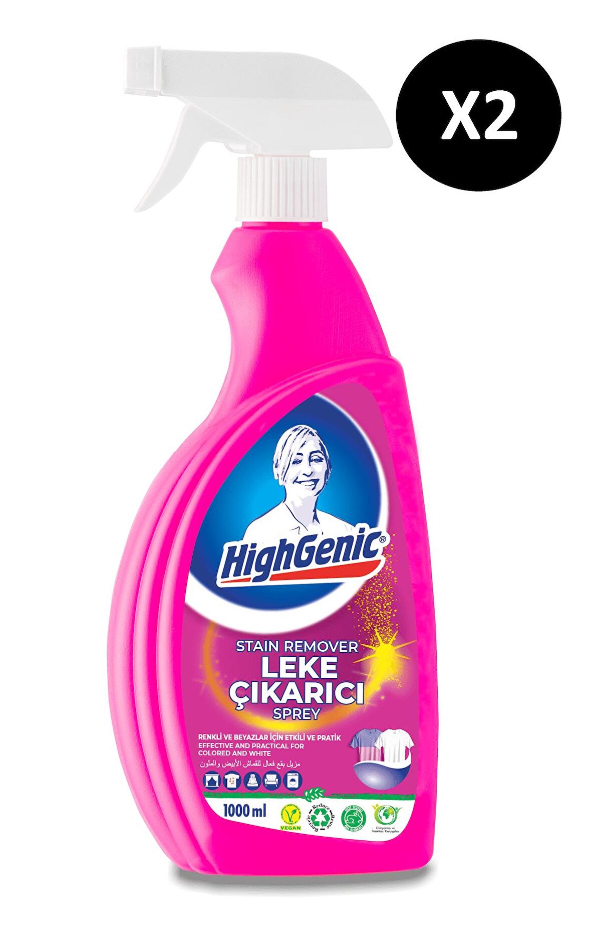 HİGHGENİC STAIN REMOVER LEKE ÇIKARICI SPREY 1000 ML x 2 ADET