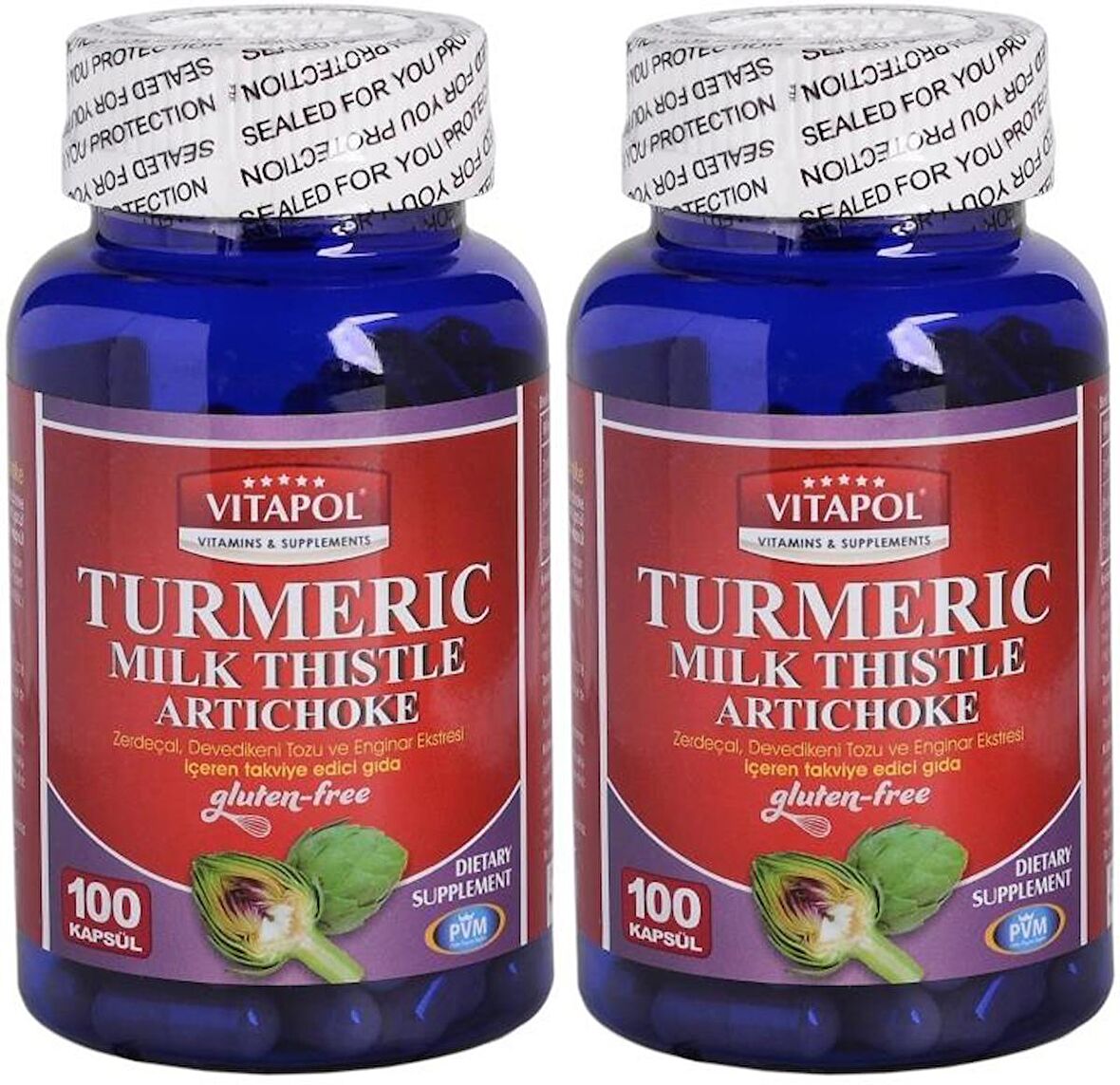 Vitapol Turmeric Milk Thistle Artichoke 2x100 Kapsül Zerdeçal Deve Dikeni Enginar 