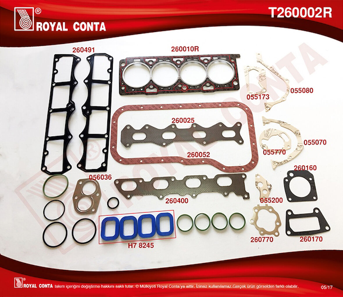 Fiat Motor Takım Contası Kecesiz Palıo Marea Brava 1,6 16v - Royal T260002r