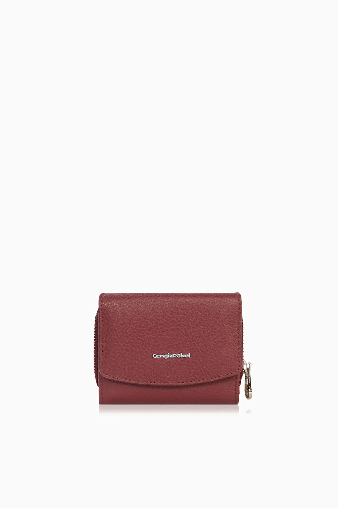 Cengiz Pakel Kadın Hakiki Deri Mini Yatay Çıtçıtlı Cüzdan/Portföy - 65288 - Bordo