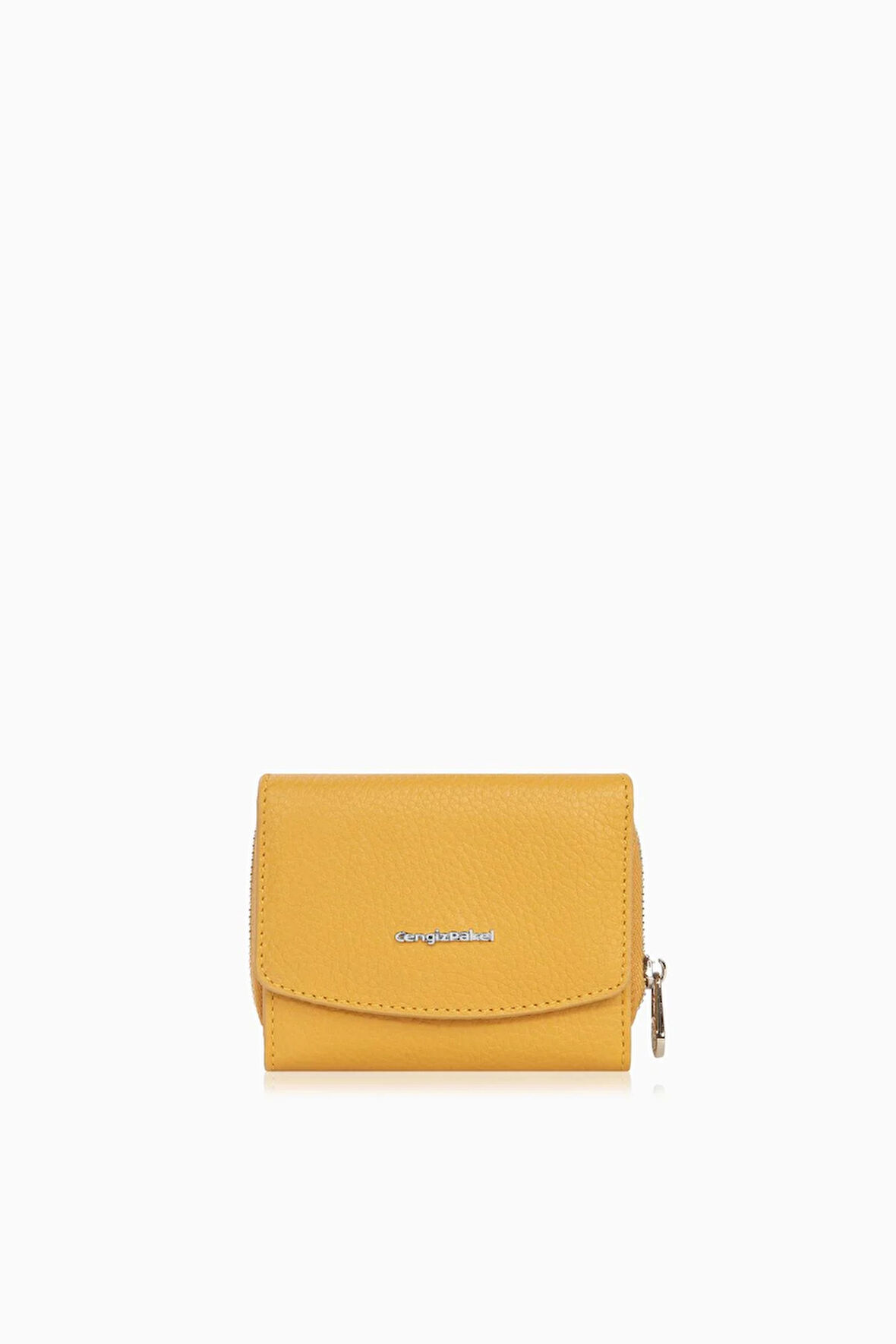 Cengiz Pakel Kadın Hakiki Deri Mini Yatay Çıtçıtlı Cüzdan/Portföy - 65288 - Hardal