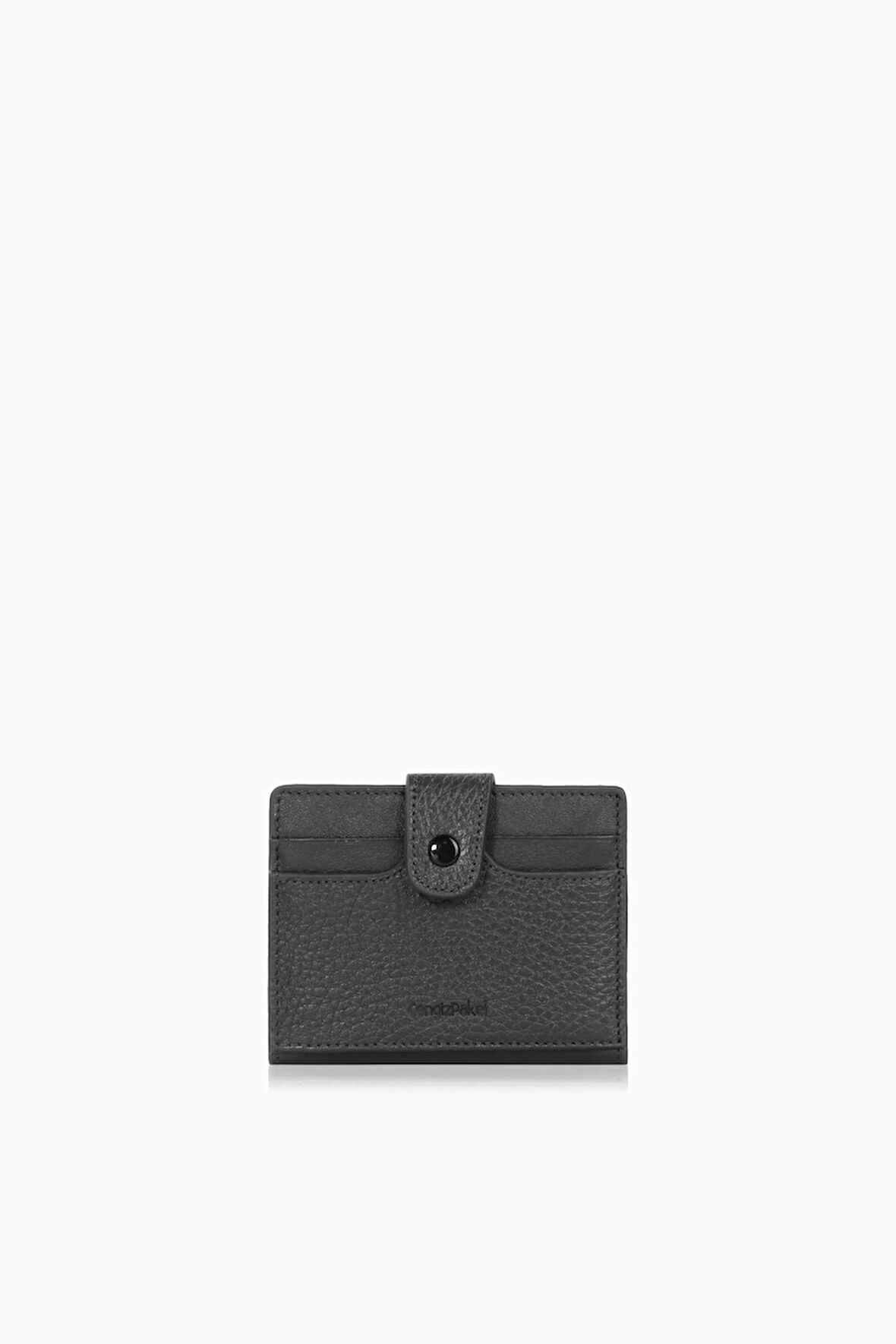 Cengiz Pakel Unisex Hakiki Deri Küçük Boy Kartlık - 2513 - Siyah