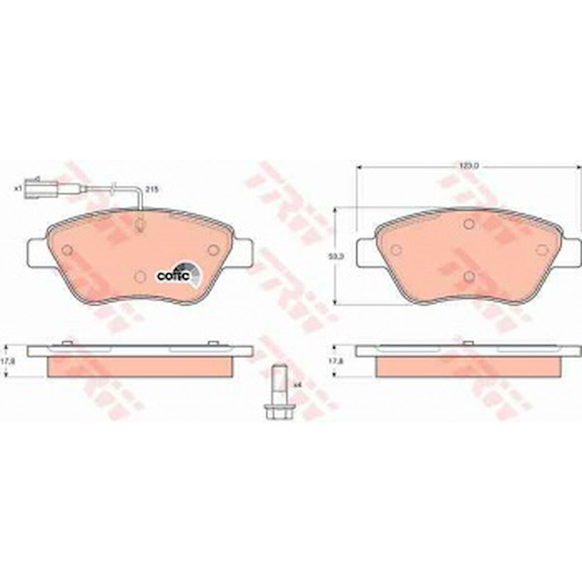 Fiat On Fren Balatası Fiat Bravo II Fiorıno Panda Stilo 05> Citroën Nemo 10> Peugeot Bipper 10> - Trw Gdb1482