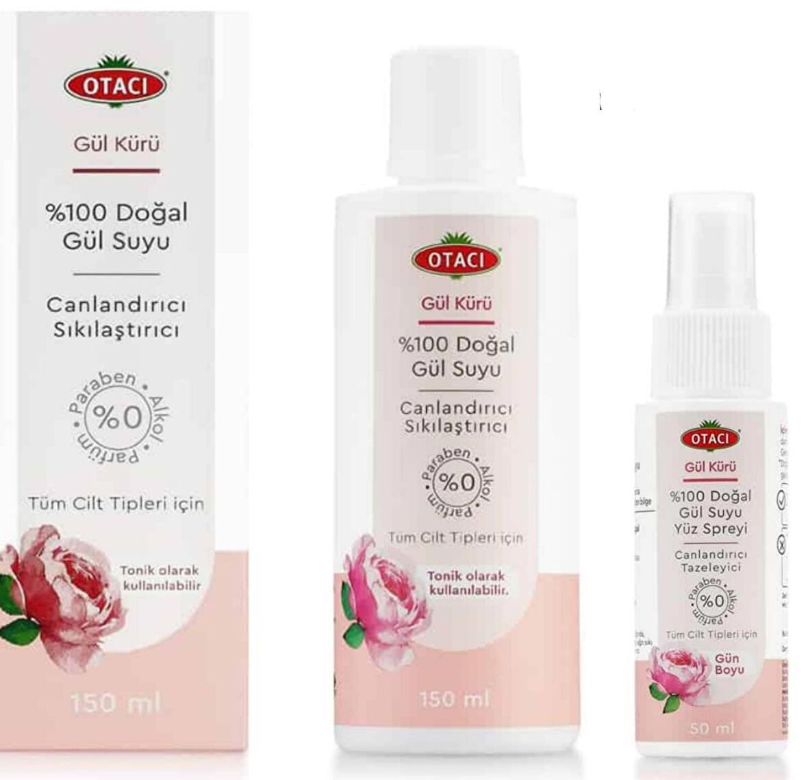 Otacı Doğal Gül Suyu 150 ML + Doğal Gül Suyu Yüz Spreyi