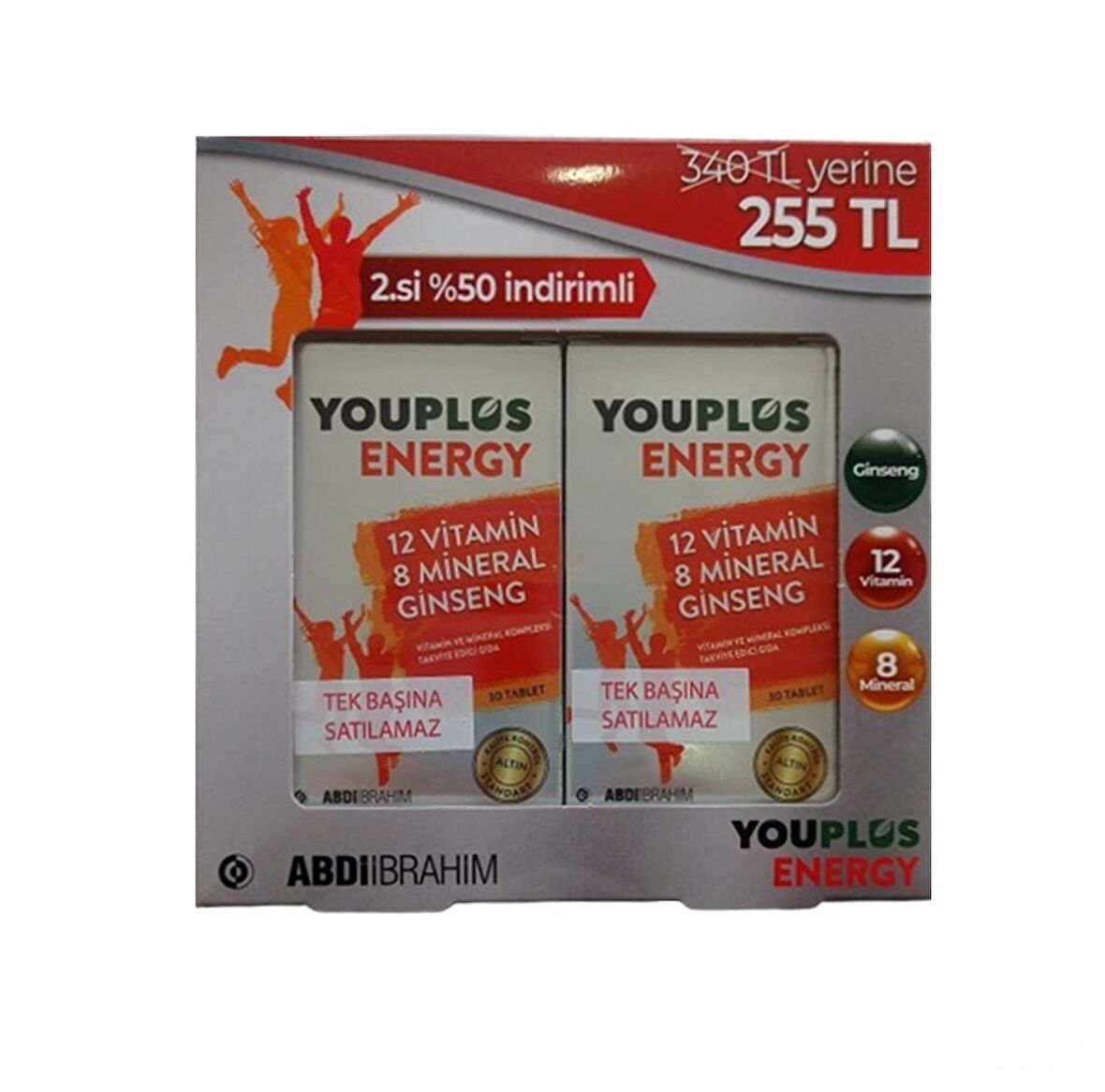 Youplus Energy 12 Vitamin 8 Mineral Ginseng 30 Tablet İkili Avantajlı Paket