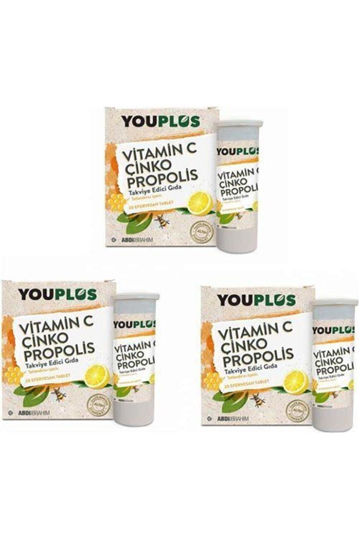 Youplus Vitamin C Çinko Propolis 20 Efervesan Tablet 3 Kutu