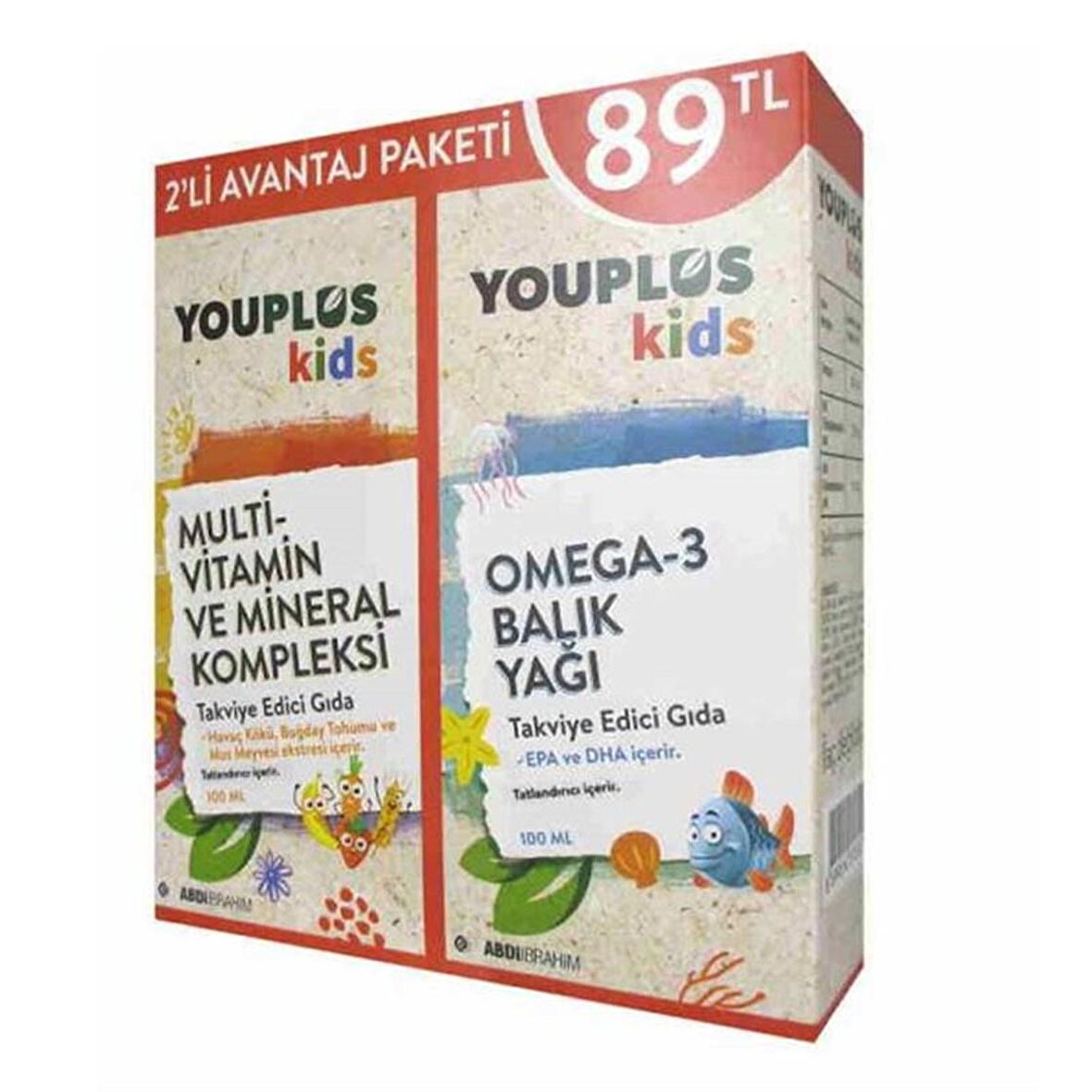 Youplus Kids Multivitamin 100 Ml + Omega 3 Şurup 100 Ml 2'li Kofre