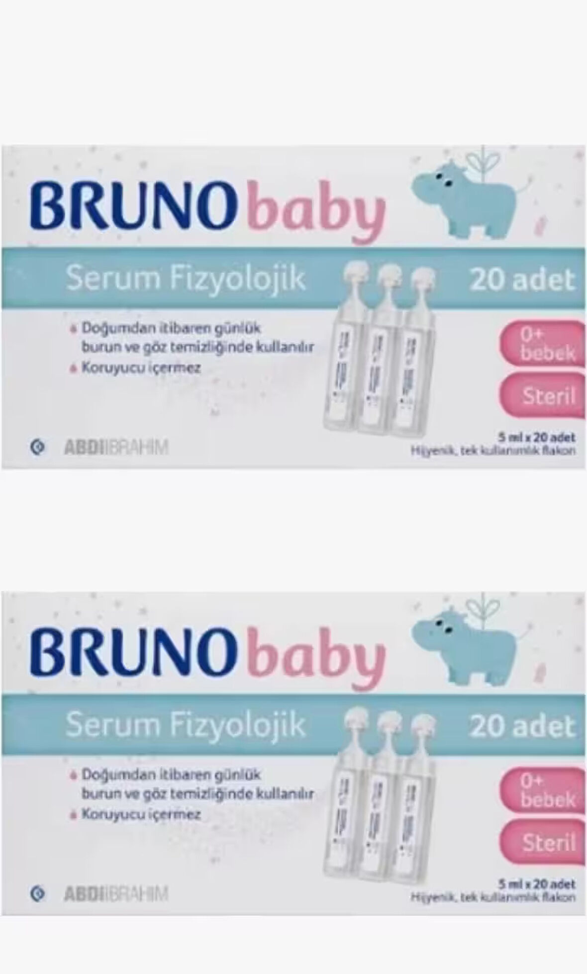 2 li Bruno Baby Serum Fizyolojik 5 ml x 20 Flakon