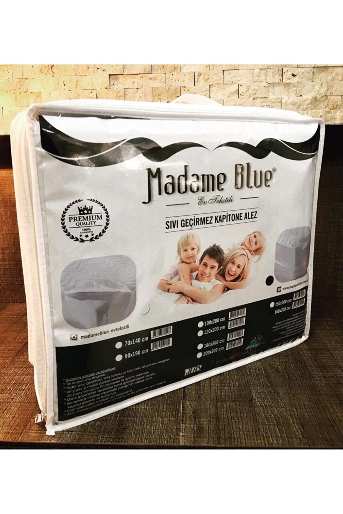 Madame Coco Madame Blue Kapitone Fitted Su Sıvı Geçirmez Yatak Koruyucu Alez 100X200 TEK KİŞİLİK