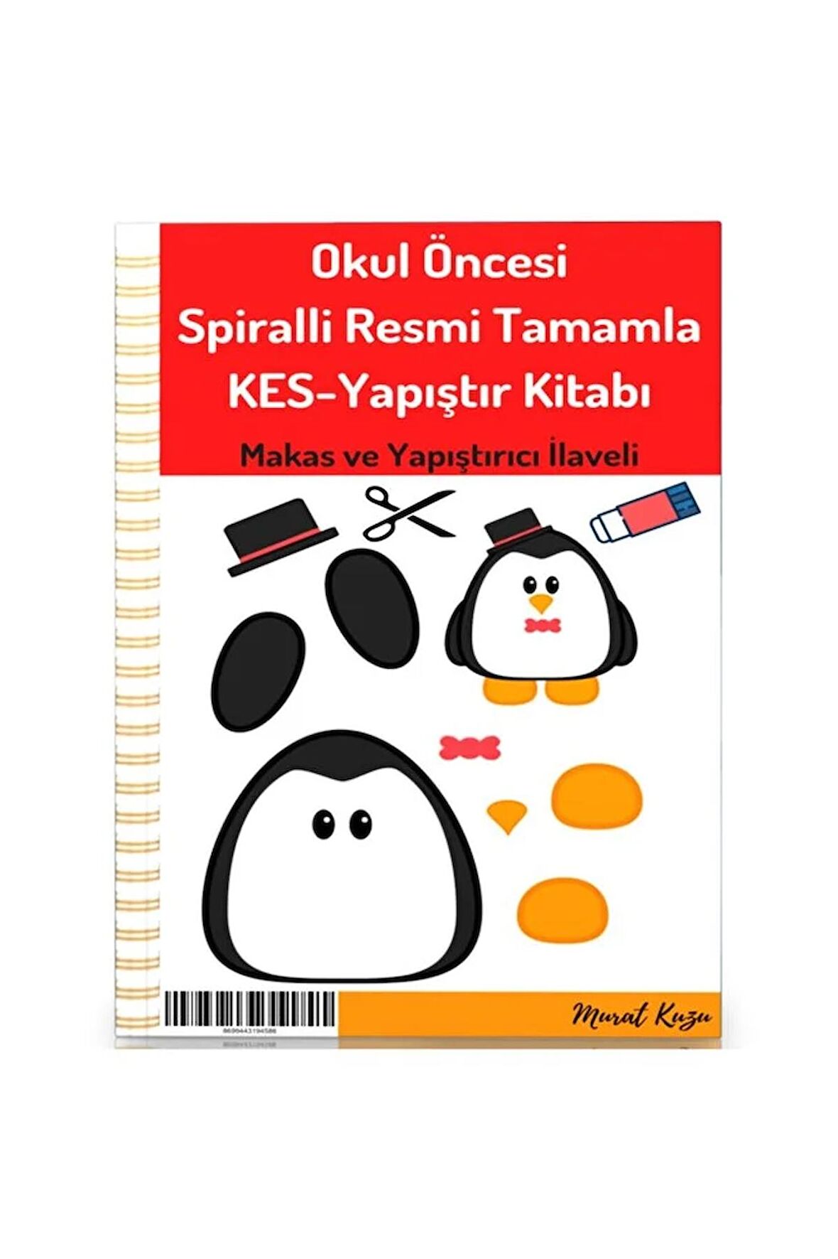 Okul Öncesi Spiralli Resmi Tamamla Kes Yapıştır Kitabı