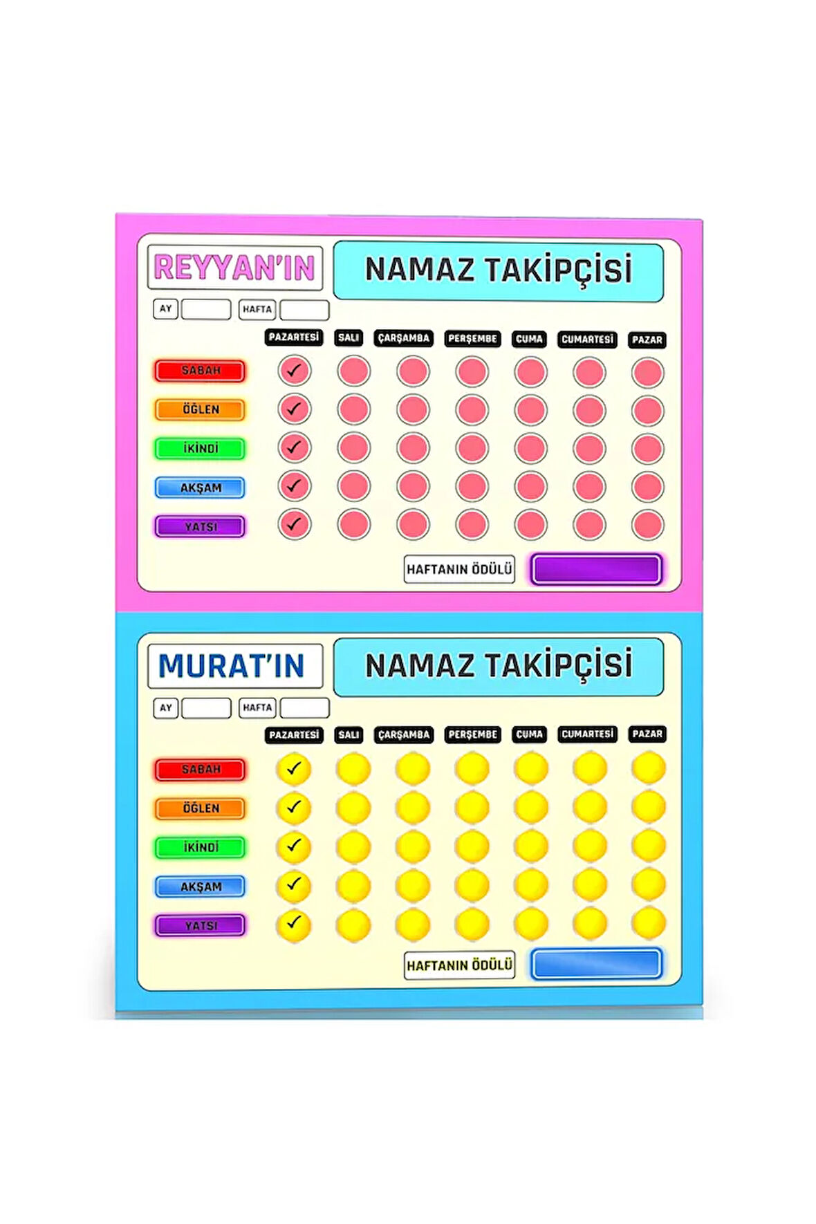 Namaz Takipçisi İkili (2 Namaz Çizelgesi)