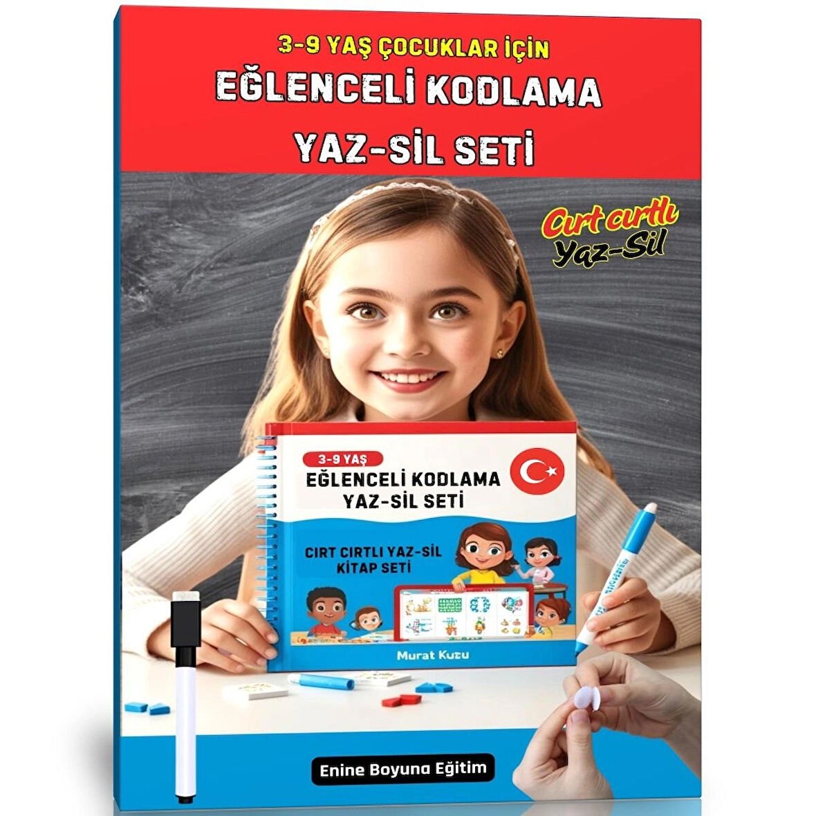 3-9 Yaş Çocuklar İçin Eğlenceli Kodlama YAZ-SİL Seti (Cırt Cırtlı)