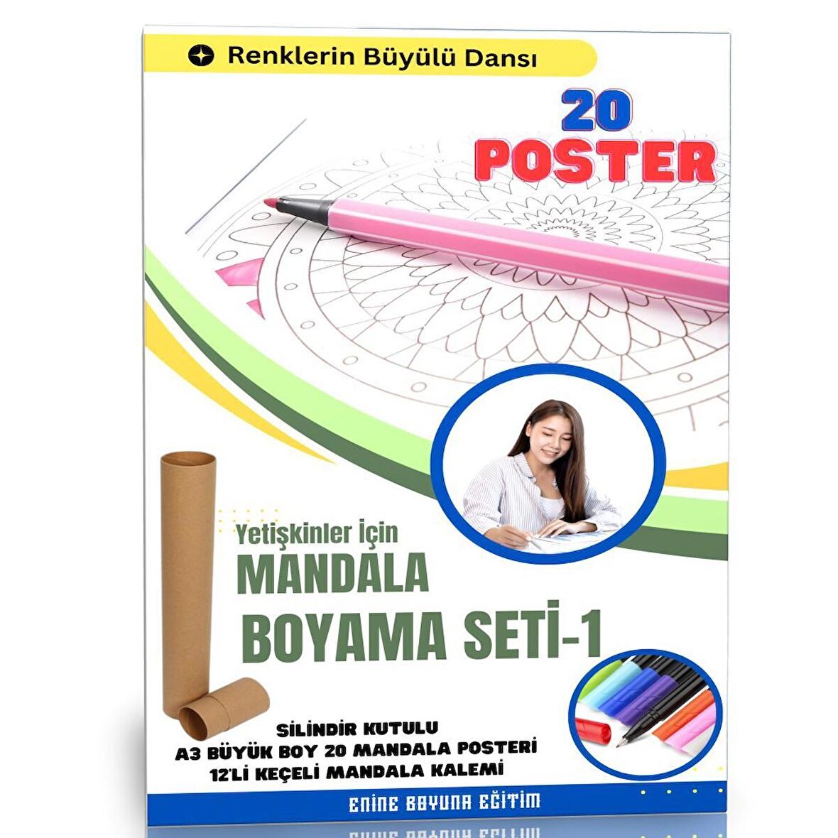 Mandala Boyama Seti-1 (20 Süper POSTER MANDALA)