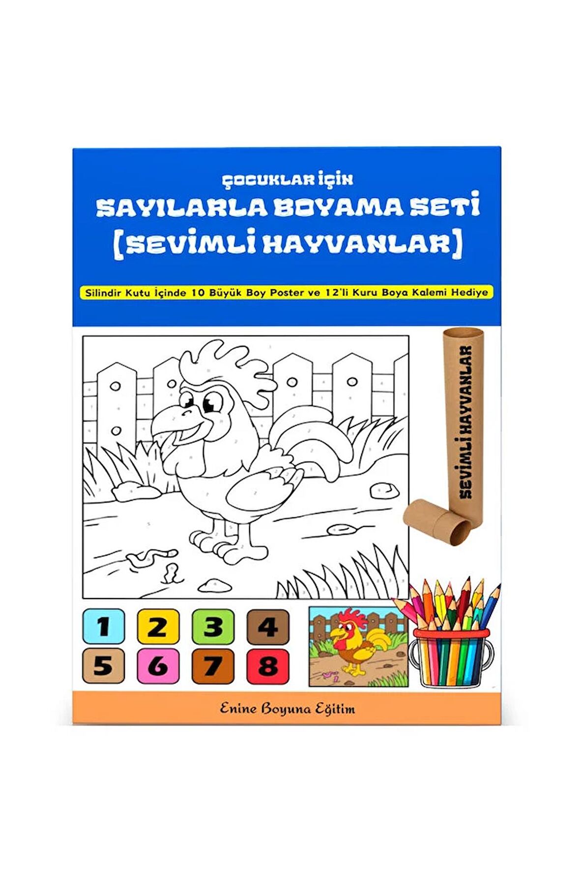 Çocuklar İçin Sayılarla Boyama Seti (Sevimli Hayvanlar)