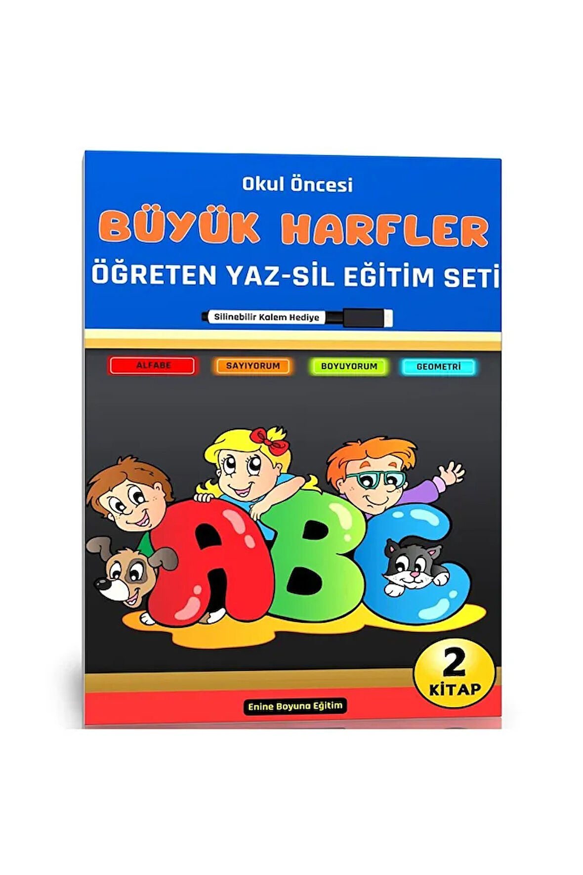 Okul Öncesi Büyük Harfleri Öğreten YAZ-SİL Eğitim Seti (2 Kitap)