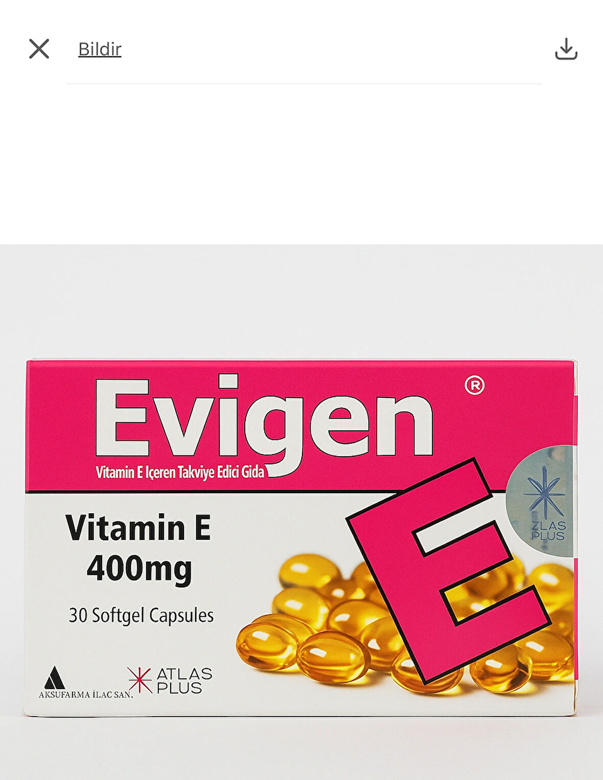 Evigen Vitamin E 400 mg 30 Softjel Kapsül