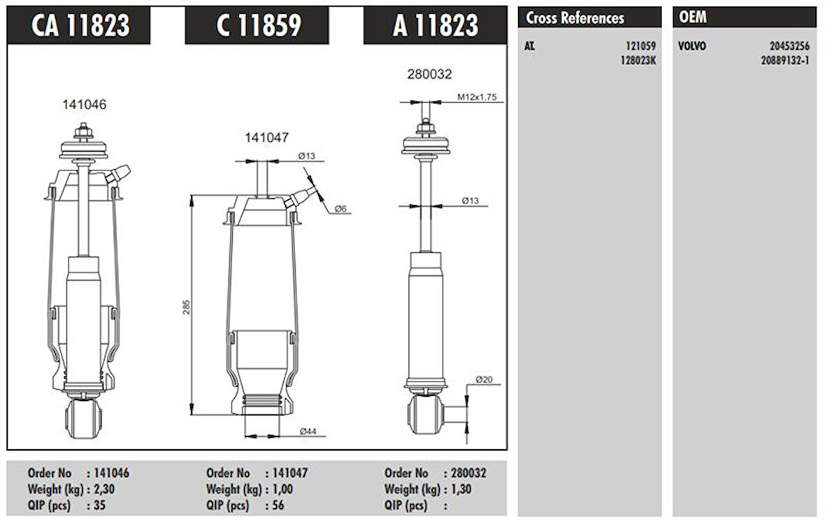 Scanıa Truck Kabın Amortısoru Koruklu On Komple Volvo Fh 400-440-460-480-500-520-540 05> 420 09> Fh12 420 93>05 4 - Connect Ca 11823