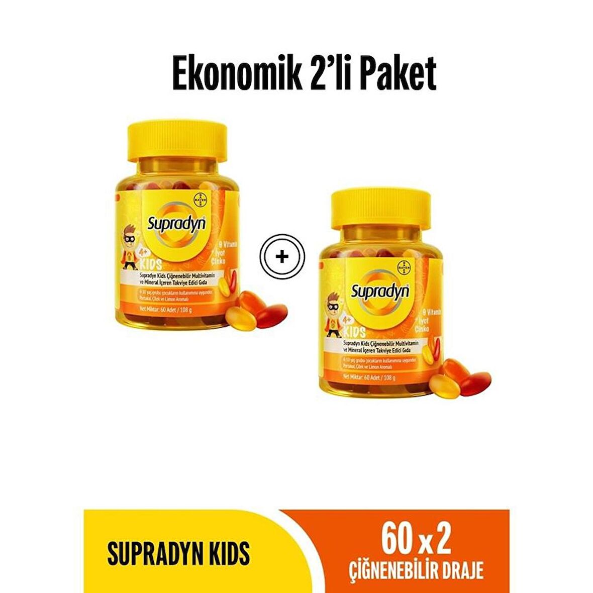 Supradyn Kids 60 Çiğnenebilir Draje 2'li Paket